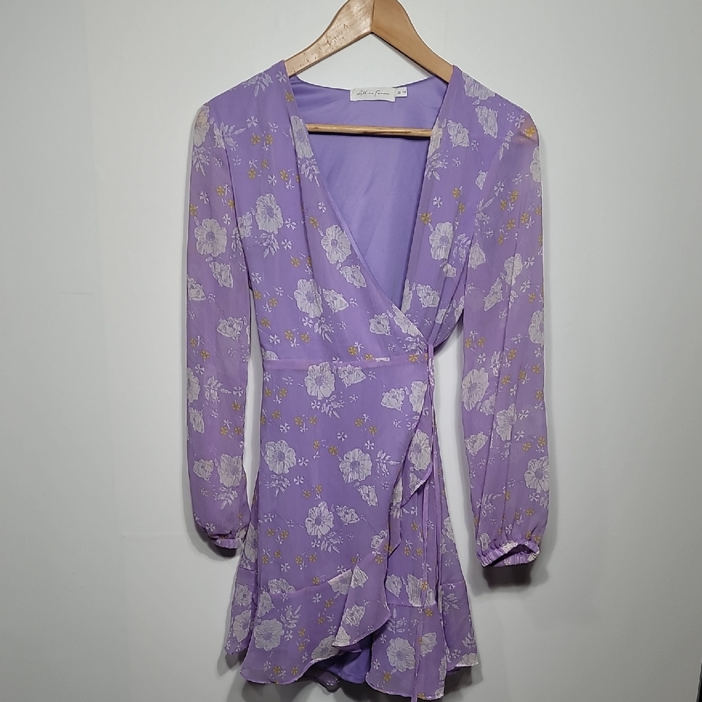 All In Favor Purple Floral Long Sleeve Dress